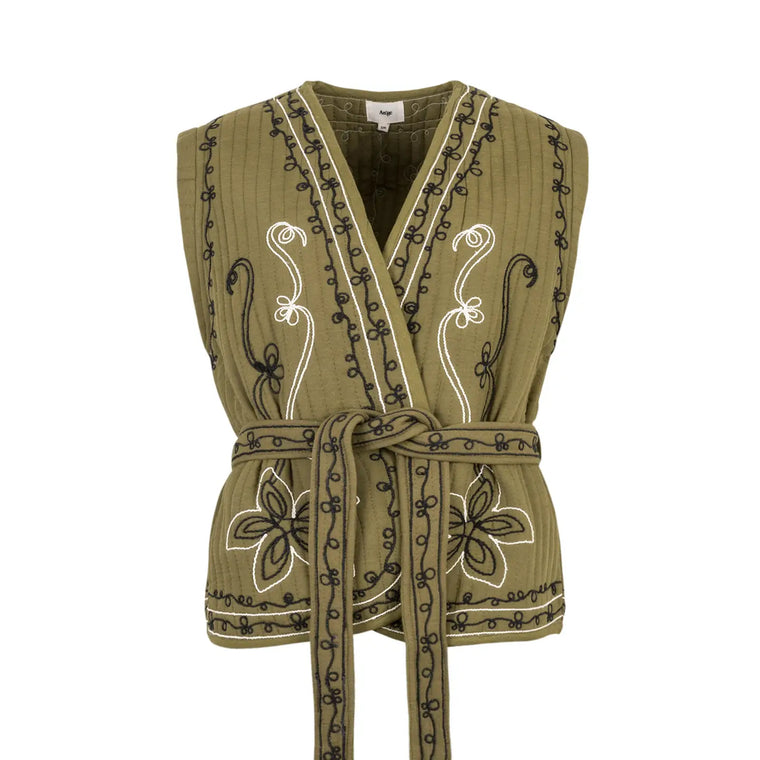 An'ge Paris - Embroidered vest - khaki